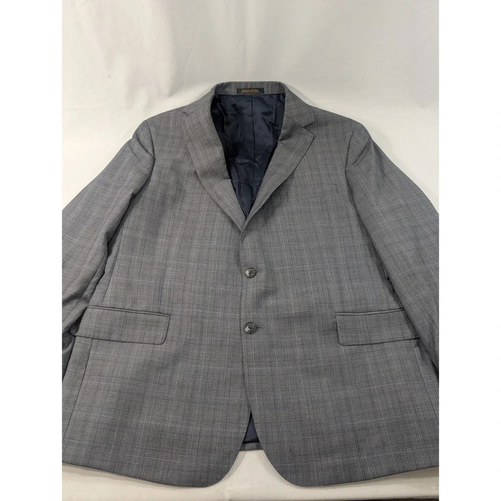 Jos. Bank Reserve Reda Blazer Suit Jacket Wool  Gray Glenn‎ Check 48R plaid READ